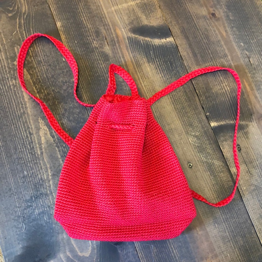 Red Crochet Backpack Purse - Picture 6 of 6